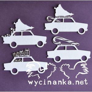 Tekturka Wycinanka Alternative for Christmas - Auto z choinką, 4szt